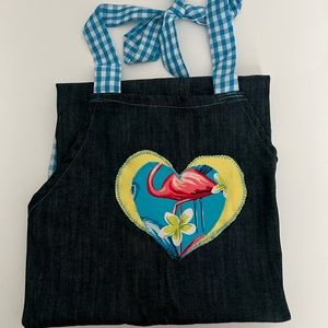 Chef apron, Set kitchen,, towel and bandana, omen, flamingo design.